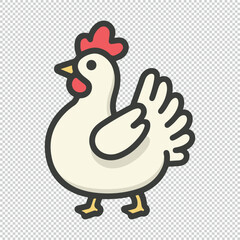 Chicken line art logo design, vector illustration on transparent background