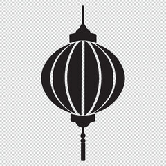 Simple chinese lantern icon, black vector illustration on transparent background