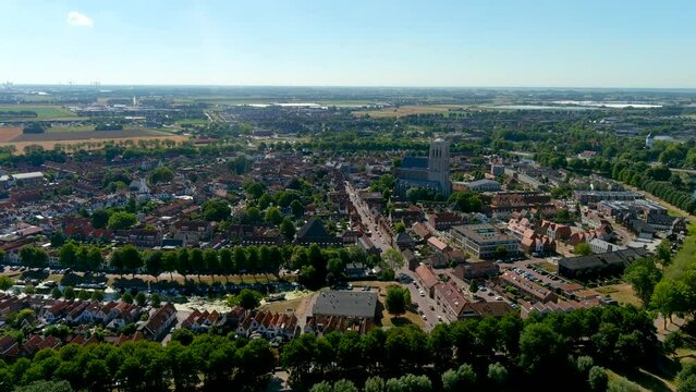Aerial view of the fortified city of Brielle, South Holland, Netherlands.