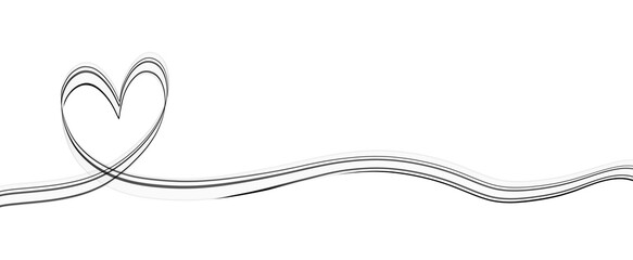 Heart. Abstract love symbol. Continuous line art drawing illustration.