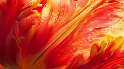 A close-up of a blooming tulip showcases its vibrant red and yellow petals. - Powered by Adobe
