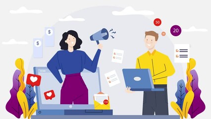 Affiliate digital marketing strategy concept. business and advertisement concept animation