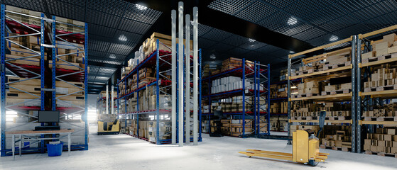 Comprehensive Warehouse Hall - panoramic 3D Visualization