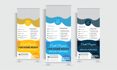 Formal and modern business roll up vector design template. 
