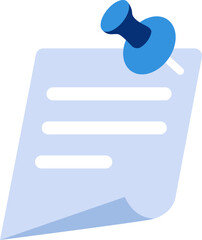 Note paper with pin. sticky notes, memo messages, notepad and paper sheets.
