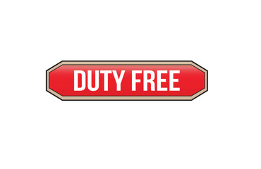 Duty free red ribbon label banner. Open available now sign or duty free tag.
