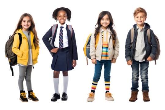 Kid student png element set on transparent background