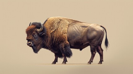 bison isolated on solid background