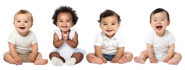 Diversity baby png element set on transparent background