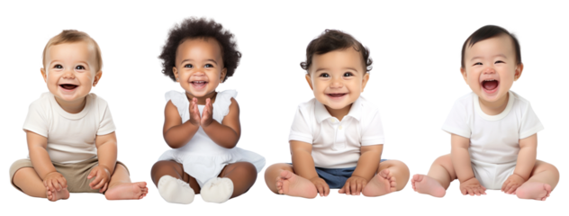 Diversity baby png element set on transparent background