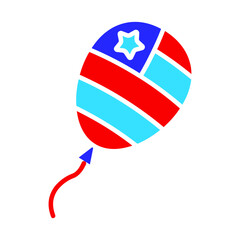 Patriotic balloon icon. Red, white, and blue balloon with star and stripes design. Celebration and festive decoration concept.