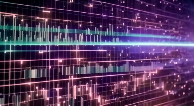 Abstract digital data stream visual. High-speed light particles. Cybersecurity and technology concept.4k JD