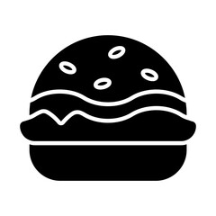 Patriotic burger icon. Blue and red colors with sesame seeds. Symbol of American cuisine, summer barbecues, and national pride.