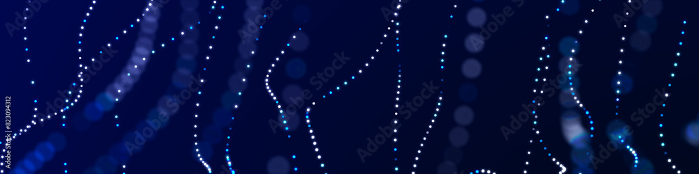 Poster sci-fi background. digital wave with many particles. big data visualization. template for festive pr