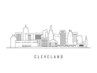 Obraz premium Detailed Cleveland skyline vector illustration. Cleveland, OH buildings in line art style, perfect for modern designs.