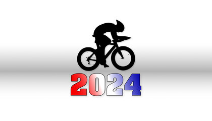 Grafik f&uuml;r die Tour de France 2024. Das Logo zeigt einen Radrennfahrer beim Radrennen in Silouette und die Jahreszahl.