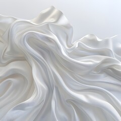 A close up of a white fabric with a very long wave