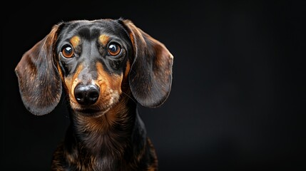 Beautiful portrait of a dachshund dog looking directly at the camera