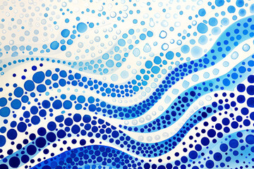 Abstract watercolor blue background with dots waves