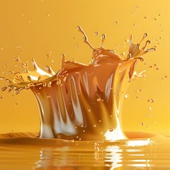Liquid splash on yellow surface