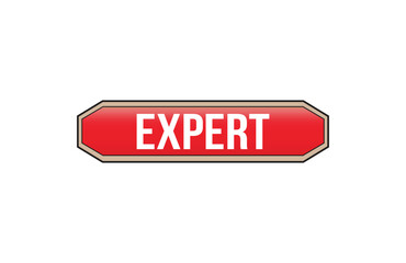 Expert red ribbon label banner. Open available now sign or expert tag.