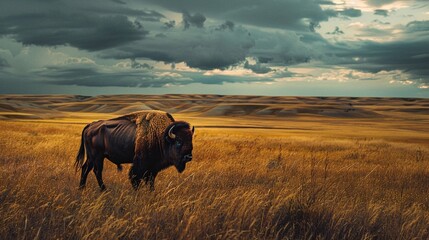 bison in the savanna