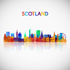 Scotland skyline silhouette in colorful geometric style. Symbol for your design. Vector illustration.