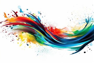 Olympic colors and lines, background. An abstract colorful curly line highlighted on a white background, a sports concept, a frame with colorful stripes, a place to copy your text.