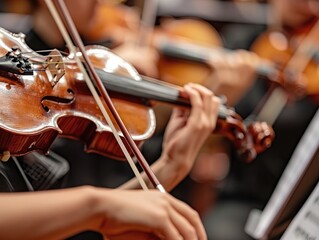 Close ups of violin and hands