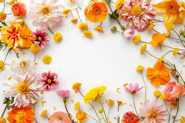 A colorful bouquet of flowers with a white background