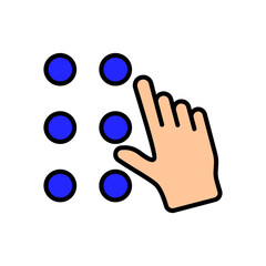Fototapeta premium World Braille day line icon. Blindness, cecity, ablepsia, loss of sight, eye problems, farsightedness, myopia, disabled person, people with disabilities, medicine, ableism, handicapped