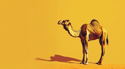 camel isolated on yellow background