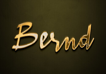 Old gold text effect of German name Bernd with 3D glossy style Mockup	
