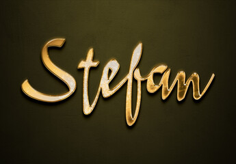 Old gold text effect of German name Stefan with 3D glossy style Mockup	