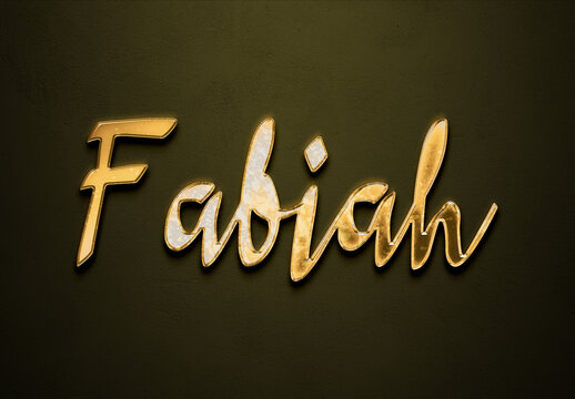Old gold text effect of German name Fabian with 3D glossy style Mockup	