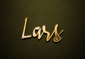 Old gold text effect of German name Lars with 3D glossy style Mockup	