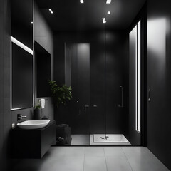 Digitally generated image of a luxury bathroom with marble tiles
