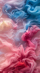 Texture of a dreamy blend of pastel colors reminiscent of cotton candy swirling together to create...