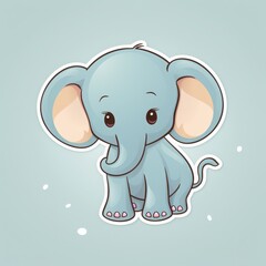 Naklejka premium Adorable cartoon baby elephant illustration with big ears and cute expression, perfect for children's designs and nursery decor.