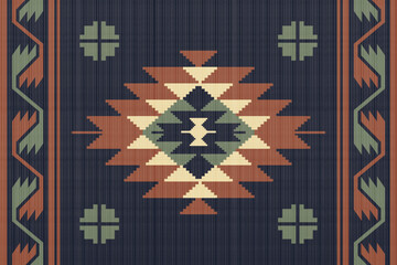 Navajo Native America South Western inspired area rugs ethnic decor style. tribal vector seamless pattern. Indian ornament Boho geometric ornament.folk.orientel. Window .blanket, rug. Woven carpet