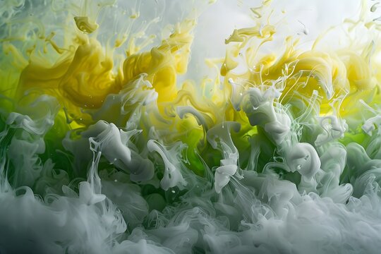 Yellow and green ink mixing in water