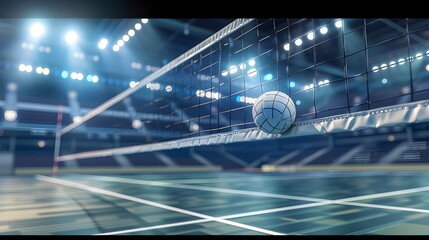Goal of a soccer match. A football in the net. Isolated vector image on a blurred backdrop