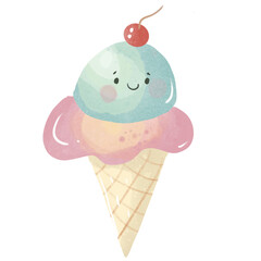 ice cream cone watercolor 