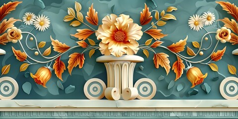 Vintage Floral Arrangement Inspired by Historical Motifs and Landmarks for Art Tutorials
