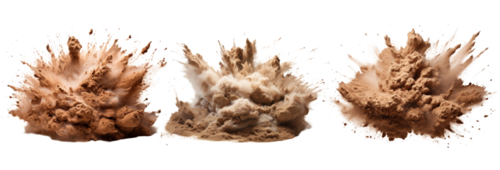 Explosion destruction splattered png element set on transparent background