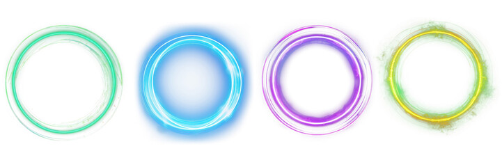 Circle radius light technology png element set on transparent background