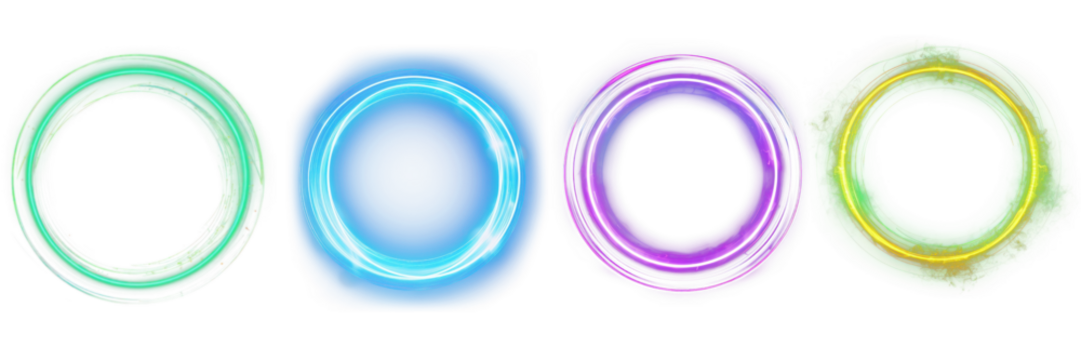 Circle radius light technology png element set on transparent background