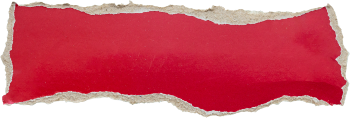 piece of red cardboard paper tear isolated on white background
