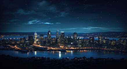 Fototapeta premium Metropolitan Twilight: City Skyline at Night