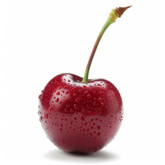 The cherry is separate. Cherry on a white background. A ripe berry in close-up.